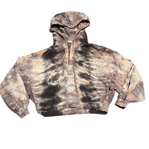 Young Fabulous and Broke Raissa Gray Tie-Dye Cropped Hoodie XS